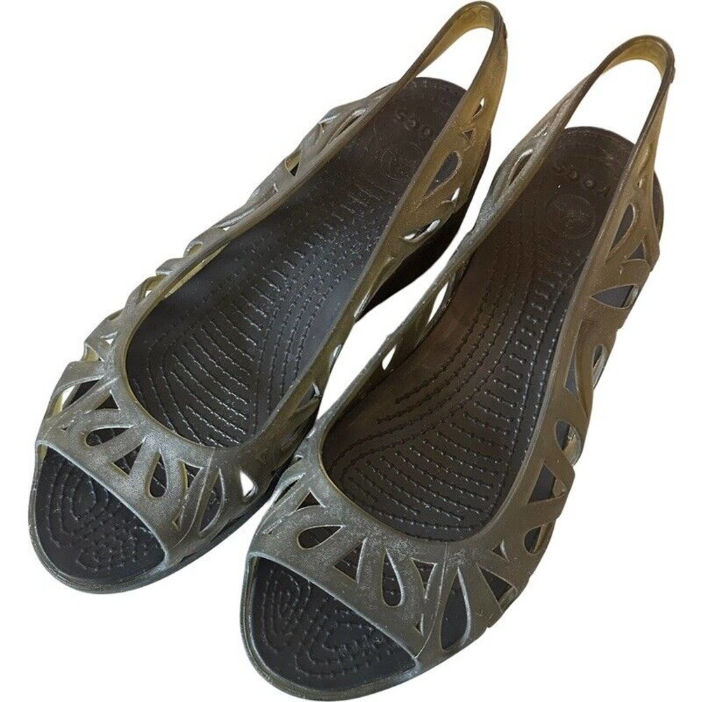 Crocs Adriana III Women's Jelly Wedge Sandals Gray Olive Women’s Size 7